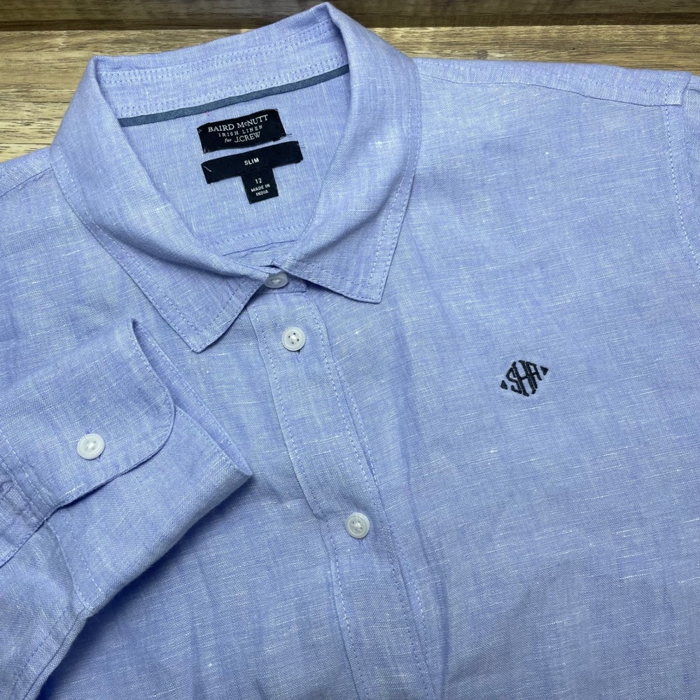 J.Crew Baird McNutt Irish Linen Slim Fit Button Shirt Womens 12 Blue Lightweight